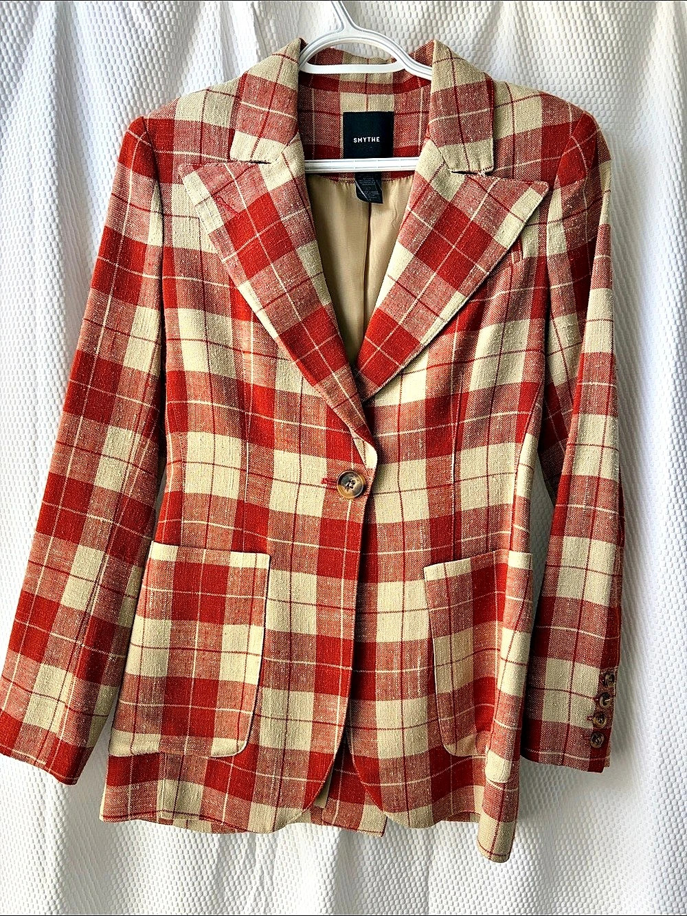 SMYTHE Plaid Blazer in burnt orange & Cream Size 4 Like New
